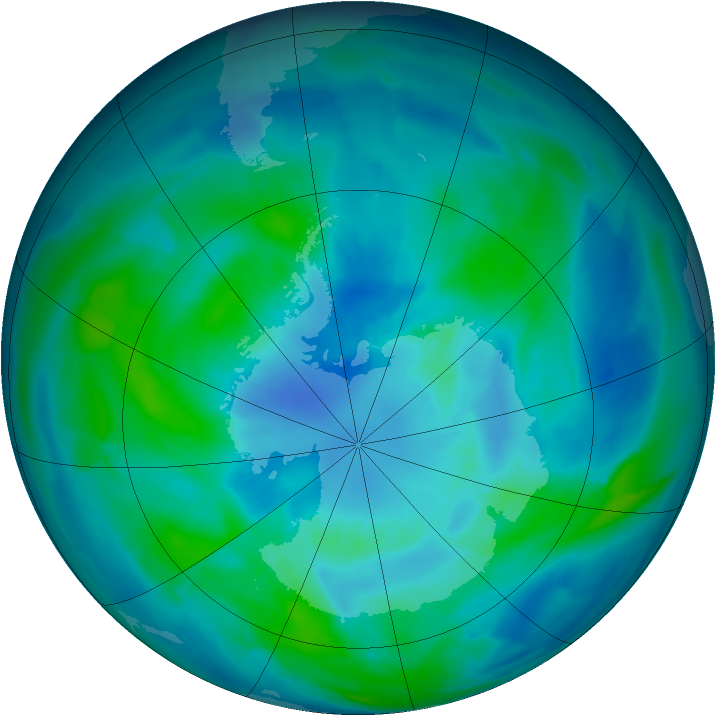 Antarctic ozone map for 26 March 2013